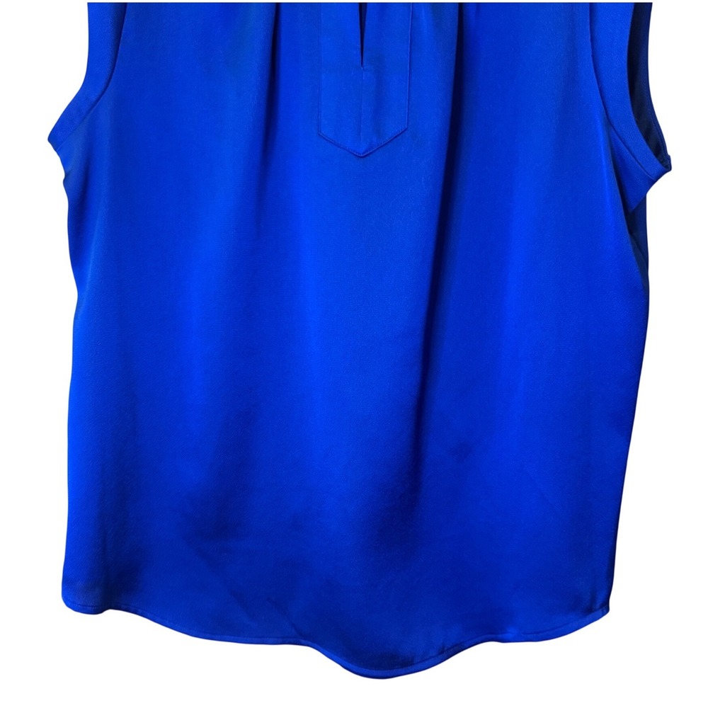 Liz Claiborne Career Womens Blue Sleeveless Pleated Blouse L - Picture 5 of 9